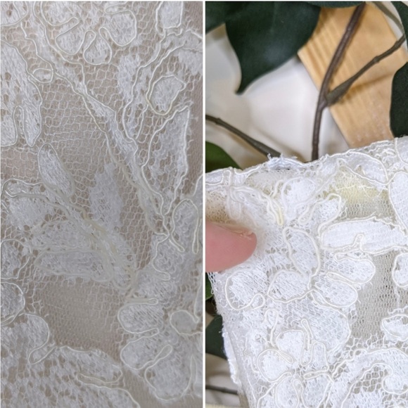 Enchanting Mon Cheri A-Line Lace Tulle Cap Sleeve Short Wedding Dress - Picture 10 of 13